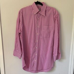 Peter Millar Button Down Shirt Gingham Pink White Check Large